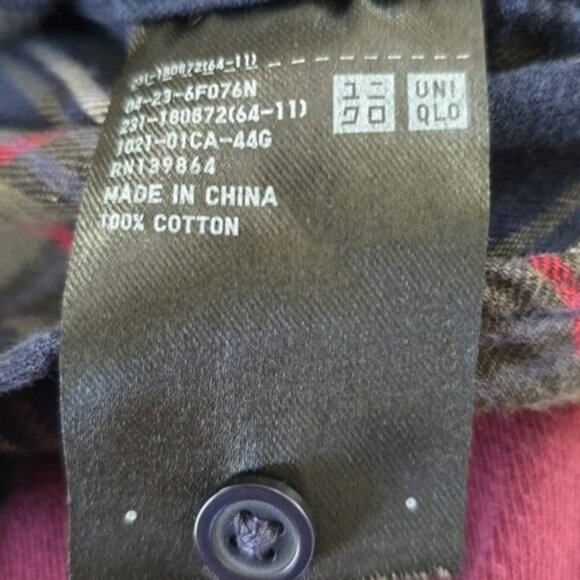 UniQlo Women's Button Down Flannel Shirt Size XS Green Blue Plaid Grunge Retro - Picture 9 of 12